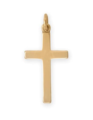 AzureBella Jewelry Polished Cross Charm Small Pendant 23x12mm Gold Plated Sterling Silver