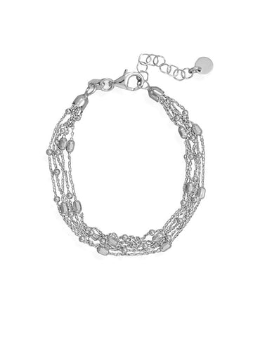 Five-strand Layered Satellite Chain Bracelet Rhodium on Sterling Silver