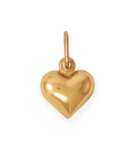 Heart Charm Pendant Puffed 3D Gold-plated Silver