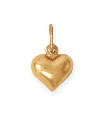 Heart Charm Pendant Puffed 3D Gold-plated Silver