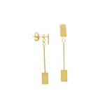 Rectangle Post Earrings with Removeable Bar and Drop 14k Yellow Gold