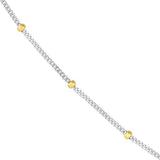 Two-tone Gold-plated Sterling Silver Satellite Bead Curb Chain Necklace