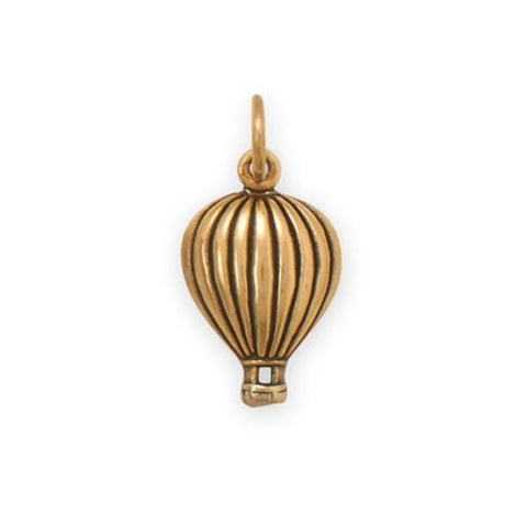 Hot Air Balloon Charm Gold-plated Sterling Silver - Made in the USA