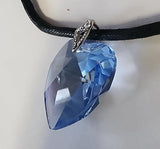 Crystal Heart Necklace with 28mm Blue Crystal on Cord Adjustable Length