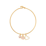 Bangle Bracelet with Hook and Beaded Ends Gold-plated Sterling Silver