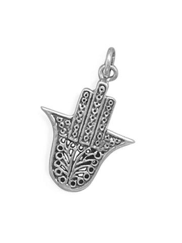 Hamsa Hand Charm Pendant Sterling Silver, Pendant Only