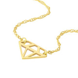 14k Yellow Gold Open Cut Diamond-shape Pendant Necklace