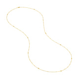 Long Necklace Yellow Gold-plated Sterling Silver with Station Diamond-cut Beads
