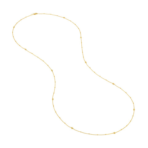 Long Necklace Yellow Gold-plated Sterling Silver with Station Diamond-cut Beads