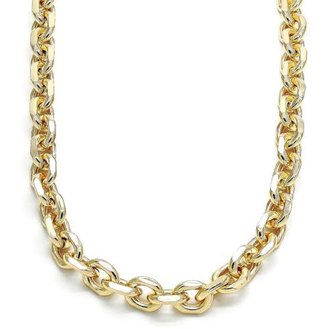 Yellow Gold Plated Heavy Link Chain Necklace