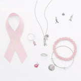 Small Pink Awareness Ribbon Charm Sterling Silver