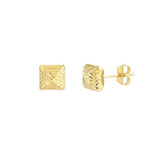 10k Yellow Gold Puffed Triangle Pyramid Stud Earrings 7mm Diamond-cut