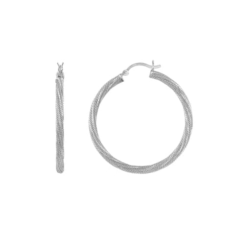 Sterling Silver Twist Hoop Earrings with Snap Posts - Nontarnish and Lightweight