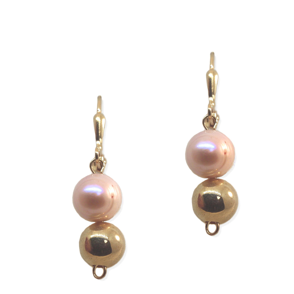 Pink Cultured Freshwater 9mm Pearl Earrings Gold-plated