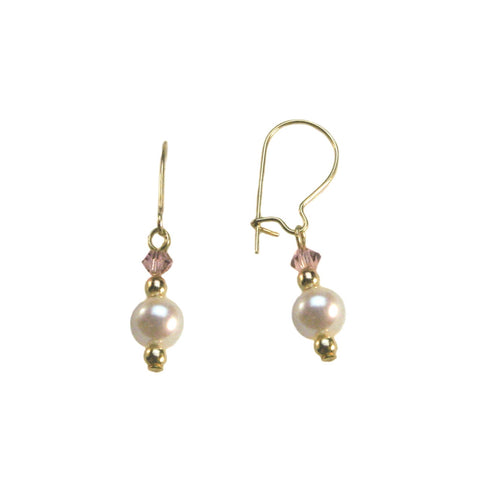 Cultured Freshwater Pearl Earrings Made with Swarovski(R) Crystals Gold-filled