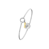 Bangle Bracelet with Engraved Paw Print Tag and 14k Gold Bone Charm Sterling Silver