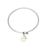 Bangle Bracelet with Engraved Paw Print Tag and 14k Gold Bone Charm Sterling Silver