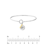 Bangle Bracelet with Engraved Paw Print Tag and 14k Gold Bone Charm Sterling Silver