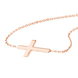 14k Rose Gold Mini Side Set Cross Bracelet Adjustable Length East2West