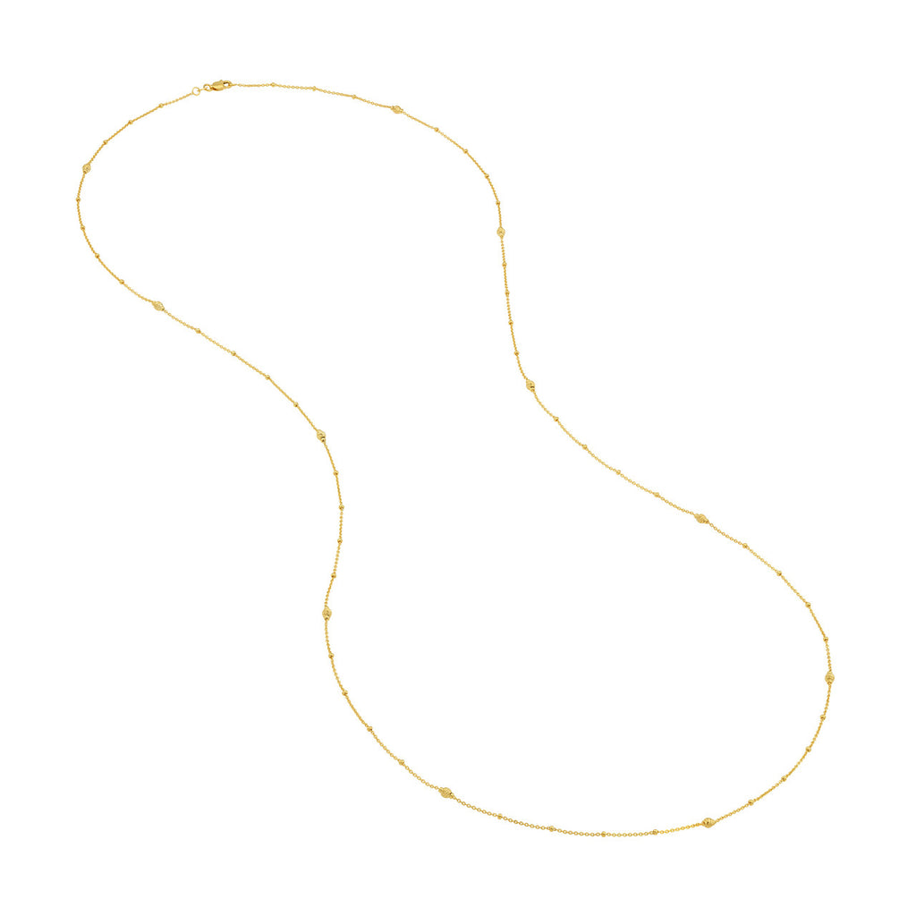 Long Necklace Yellow Gold-plated Sterling Silver Station Beads