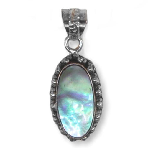 Rainbow Abalone Shell Pendant - Fine Silver Plate