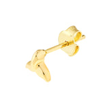 14k Yellow Gold Whale Tail Micro Stud Earrings