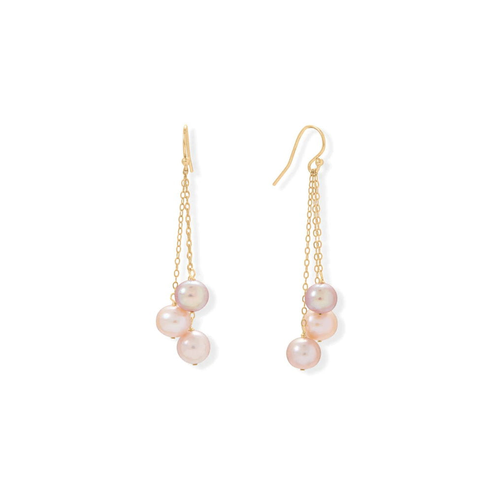 Cultured Freshwater Tri-tone Pearl Earrings 14k Gold-filled