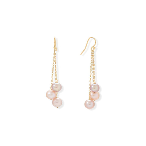 Cultured Freshwater Tri-tone Pearl Earrings 14k Gold-filled