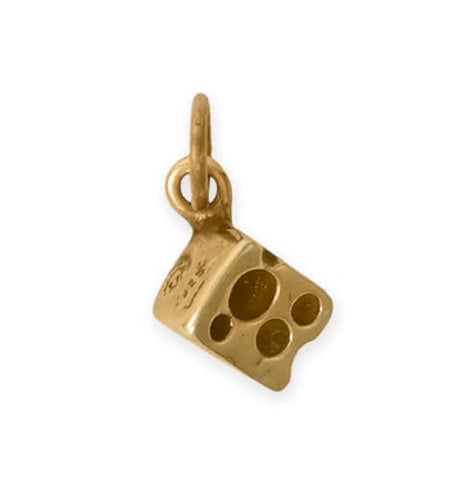 AzureBella Jewelry Cheese Wedge Charm Gold Plated Sterling Silver 3D