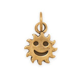 Smiling Sun Charm Gold-plated Sterling Silver, Made in the USA