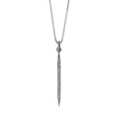Black Rhodium-plated Diamond Studded Spike Necklace
