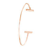 14k Rose Gold Cuff Bracelet Plain Polished With Staple Bar Ends
