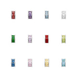 Sterling Silver Birthstone-colored Cubic Zirconia Wheel Bead Charm