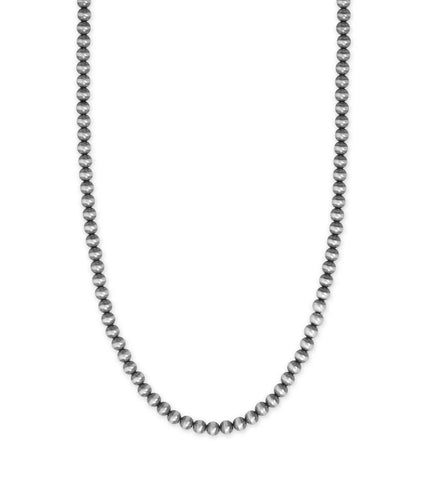 Oxidized Sterling Silver Bead Necklace Adjustable Length - Made in the USA