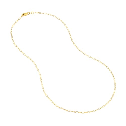 14k Yellow Gold Paper Clip Chain 1.7mm Diamond-cut Links, 20-inch