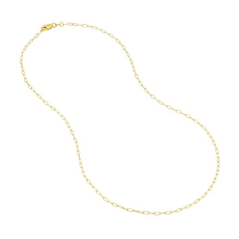 14k Yellow Gold Paper Clip Chain 1.7mm Diamond-cut Links, 20-inch