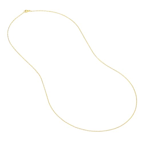 10k Yellow Gold. 07mm Rope Chain Necklace