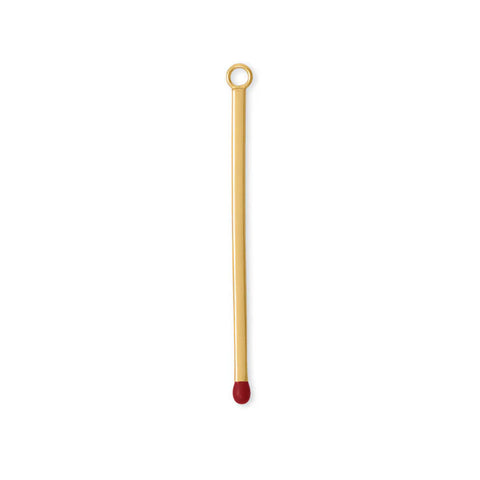 14k Gold-plated Silver 3D Matchstick Pendant Only