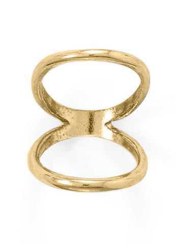 Double Band Knuckle Ring Plain Gold-plated Sterling Silver