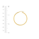14k Yellow Gold Hoop Earrings with Square Edge Diamond-cut