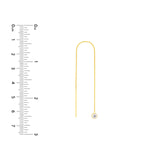 Threader Earrings 14K Yellow Gold with Cubic Zirconia and Bar Ends