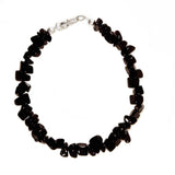 Genuine Black Onyx Gem Chip Bracelet Sterling Silver Handmade, 8-inch