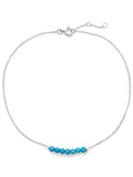 Anklet Ankle Bracelet Blue Bead Bar Adjustable Length Sterling Silver