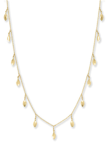 Dancing Leaf Necklace 28-inch Gold-plated silver