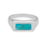 Reconstituted Turquoise Inlay Bar Ring Sterling Silver
