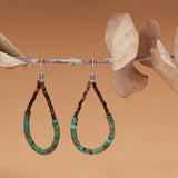 Turquoise and Pen Shell Heishi Bead Dangle Earrings - Handmade in the USA