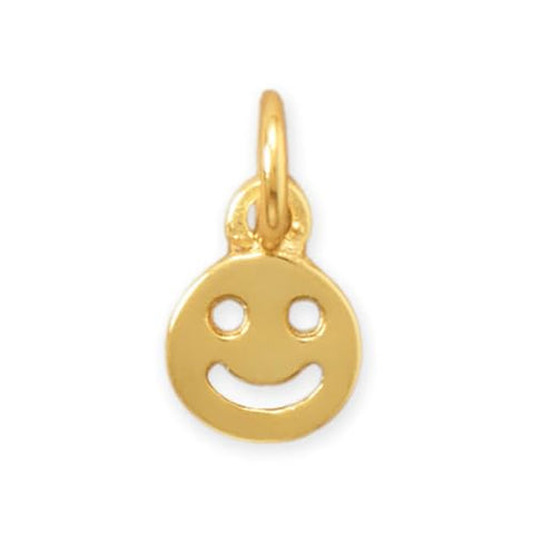 14k Gold-plated Sterling Silver Small Smiley Face Charm Cut Out Face