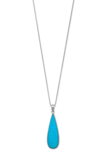 Teardrop Synthetic Blue Opal Necklace Rhodium-plated Sterling Silver