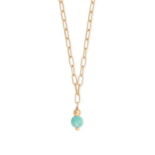 Amazonite Turquoise-color Bead Paperclip Necklace 14k Gold-filled
