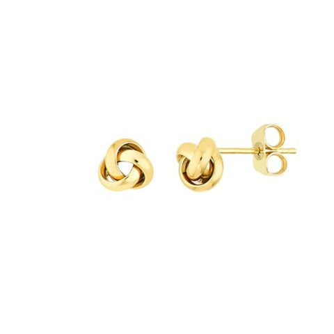 10k Yellow Gold Love Knot Stud Earrings 7mm